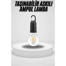 Mey İthalat® Taşınabilir Askılı Ampul Kamp Lambası Askılı Type-C Şarjlı Bahçe Lambası