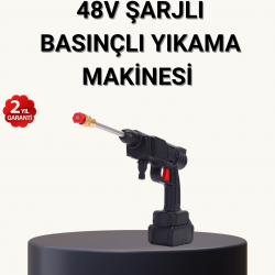 Mey İthalat® Taşınabilir Basınçlı Yıkama Makinesi – 5m Hortumlu, Köpük Şişeli, 48V Güçlü