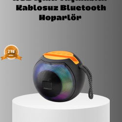Mey İthalat® Taşınabilir Bluetooth Hoparlör – RGB Işıklı, Güçlü Bas ve 8 Saat Pil Ömrü
