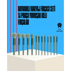 Mey İthalat® Taşınabilir Ergonomik Yapılı 13 Adet Fiber Kıllı Yüz ve Göz Makyaj Fırçası Seti