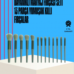 Mey İthalat® Taşınabilir Ergonomik Yapılı 13 Adet Fiber Kıllı Yüz ve Göz Makyaj Fırçası Seti