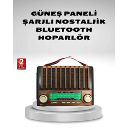 Mey İthalat® Taşınabilir Hoparlör Güneş Panelli Bluetooth USB SD FM AM SW Radyo