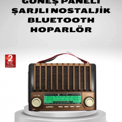 Mey İthalat® Taşınabilir Hoparlör Güneş Panelli Bluetooth USB SD FM AM SW Radyo