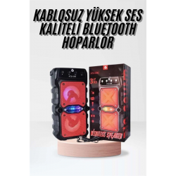 Mey İthalat® Taşınabilir Kablosuz Bluetooth Hoparlör Uzun Pil Ömrü Led Işıklı