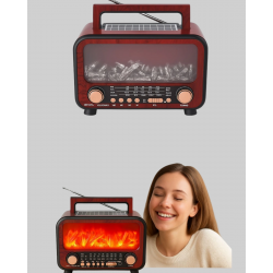 Mey İthalat® Taşınabilir Kamp Hoparlörü – Solar Şarjlı, Şömine Efektli, 7W Güçlü Ses