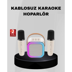 Mey İthalat® Taşınabilir Karaoke Hoparlör Bluetooth 5.0 ve Çift Mikrofonlu