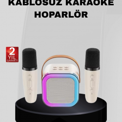 Mey İthalat® Taşınabilir Karaoke Hoparlör Bluetooth 5.0 ve Çift Mikrofonlu