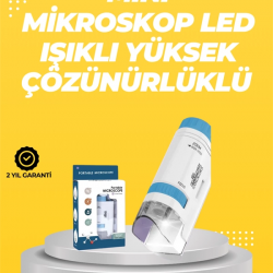 Mey İthalat® Taşınabilir LED Işıklı Cep Mikroskop – 80X–200X Büyütme