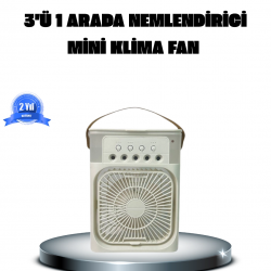 Mey İthalat® Taşınabilir Mini Klima Fan 3’ü 1 Arada Soğutucu, Nemlendirici ve Gece Lambası