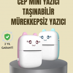 Mey İthalat® Taşınabilir Mini Termal Yazıcı 200 DPI Bluetooth Bağlantılı
