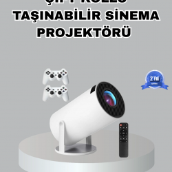 Mey İthalat® Taşınabilir Projeksiyon Cihazı 4K Destekli Wi-Fi Kablosuz Ekran Yansıtma