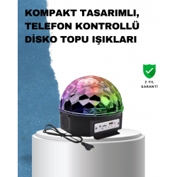Mey İthalat® Taşınabilir RGB Disko Topu Bluetooth ve Uzaktan Kumanda Özellikli