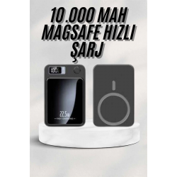 Mey İthalat® Taşınabilir Şarj Magsafe Powerbank 10.000 mAh Hızlı Şarj Led Göstergeli Kablosuz