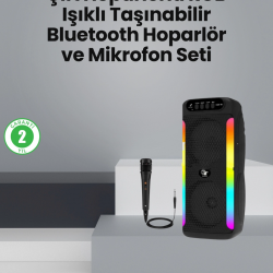 Mey İthalat® Taşınabilir Şarjlı Hoparlör USB, SD Kart, AUX Girişli
