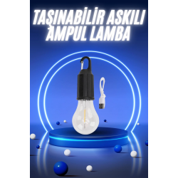 Mey İthalat® Taşınabilir Şarjlı Led Ampul Askılı Lamba Kamp Bahçe Lambası