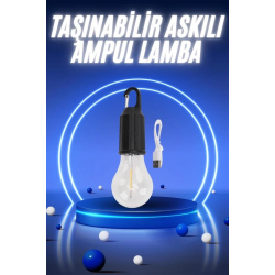 Mey İthalat® Taşınabilir Şarjlı Led Ampul Askılı Lamba Kamp Bahçe Lambası