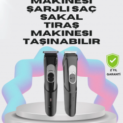 Mey İthalat® Taşınabilir Şarjlı Saç Sakal Tıraş Makinesi – 3 Taraklı, Sessiz ve Ergonomik
