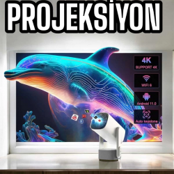 Mey İthalat® Taşınabilir Sinema Oyun Projektörü Akıllı Projeksiyon Android 11