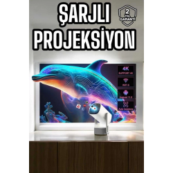 Mey İthalat® Taşınabilir Sinema Oyun Projektörü Akıllı Projeksiyon Android 11