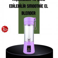 Mey İthalat® Taşınabilir USB Şarjlı Mini Smoothie Blender 380ml Çelik Bıçaklı Portatif