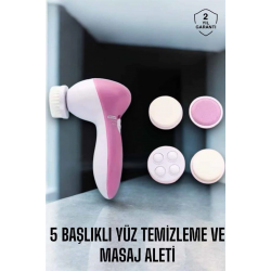 Mey İthalat® Taşınabilir Yüz Temizleme Cihazı Masaj, Peeling, Temizlik 5 Başlıklı
