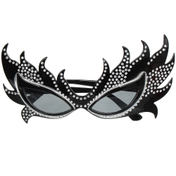 Mey İthalat® Taşlı Göz Kamaştıran Gecenin Yıldızı Siyah Parti Alev Gözlük