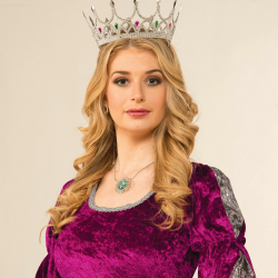 Mey İthalat® Taşlı Rönesans Kostümlü Kraliyet Ortaçağ Gümüş Kraliçe Prenses Tacı