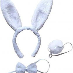Mey İthalat® Tavşan Kostüm Seti Taç Papyon Kuyruk Beyaz Renk