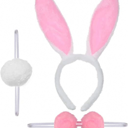 Mey İthalat® Tavşan Kostüm Seti Taç Papyon Kuyruk Pembe Renk