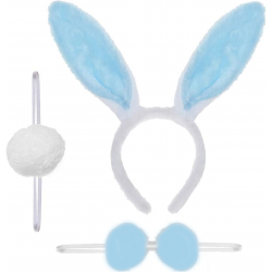 Mey İthalat® Tavşan Kostüm Seti Taç Papyon Ponpon Kuyruk Mavi