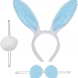 Mey İthalat® Tavşan Kostüm Seti Taç Papyon Ponpon Kuyruk Mavi
