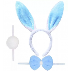 Mey İthalat® Tavşan Kostüm Seti Taç Papyon Ponpon Kuyruk Mavi