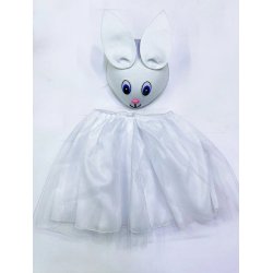 Mey İthalat® Tavşan Kostümü Beyaz - 23 Nisan Tavşan Şapka ve Tütü Etek Seti 2 Parça