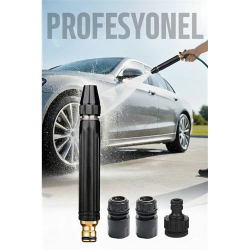 Mey İthalat® Tazyik Arttıran Oto Yıkama Hortum Başlığı Seti | Basınçı Oto Yıkama 3 Musluk Adaptörlü Güçlü Jet