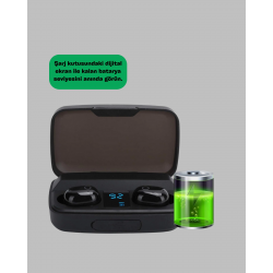 Mey İthalat® Telefon Şarj Destekli 1800 mAh A10s TWS Kablosuz Kulak İçi Kulaklık