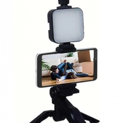 Mey İthalat® Telefon Tutucu Mikrofonlu Işıklı Youtuber Video Kayıt