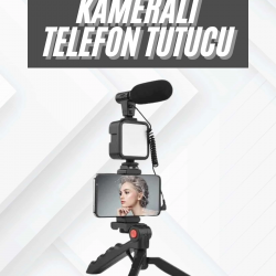 Mey İthalat® Telefon Tutucu Mikrofonlu Işıklı Youtuber Video Kayıt