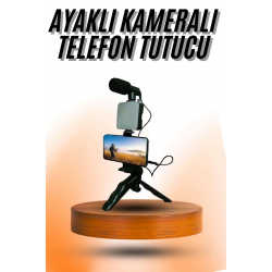 Mey İthalat® Telefon Tutucu Mini Mikrofonlu Tripod Vlog Çekim Video