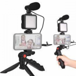 Mey İthalat® Telefon Tutucu Mini Mikrofonlu Tripod Vlog Çekim Video