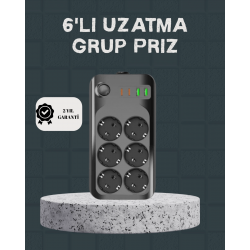 Mey İthalat® Termal Akım Korumalı 6’lı Uzatma Priz USB Type-C Hızlı Şarj 2500W