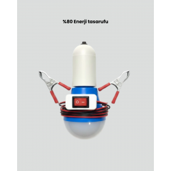 Mey İthalat® Timsah Kıskaçlı 12V LED Ampul Kamp ve Acil Durum Lambası