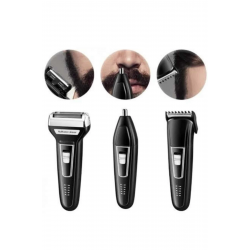 Mey İthalat® Tıraş Makinesi 3 Başlıklı T Başlıklı Hassas Ciltlere Özel Saç Sakal Vücut Kulak ve Burun