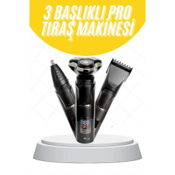 Mey İthalat® Tıraş Makinesi Profesyonel 3in1 Dijital Göstergeli 3 Başlıklı Erkek Bakım