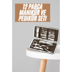 Mey İthalat® Tırnak Bakım Seti Tırnak Düzeltme Batık 12 Parça Çanta Tipi Manikür Pedikür