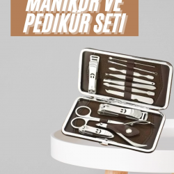 Mey İthalat® Tırnak Bakım Seti Tırnak Düzeltme Batık 12 Parça Çanta Tipi Manikür Pedikür