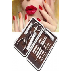 Mey İthalat® Tırnak Bakım Seti Tırnak Düzeltme Batık 12 Parça Çanta Tipi Manikür Pedikür