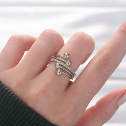 Mey İthalat® Topçuk Model Zirkon Taşlı Silver Renk Ayarlanabilir Yüzük