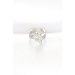 Mey İthalat® Topçuk Model Zirkon Taşlı Silver Renk Ayarlanabilir Yüzük