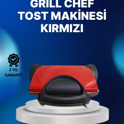 Mey İthalat® Tost Makinesi Kırmızı Döküm Plaka 6+ Dilim Çok Kapasiteli Izgara