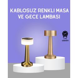 Mey İthalat® Touch Gece Lambası – Dokunmatik Kontrol, Kablosuz Kullanım, Metal Gövde